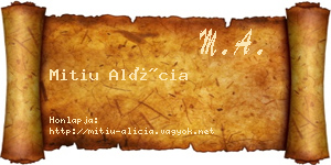 Mitiu Alícia névjegykártya